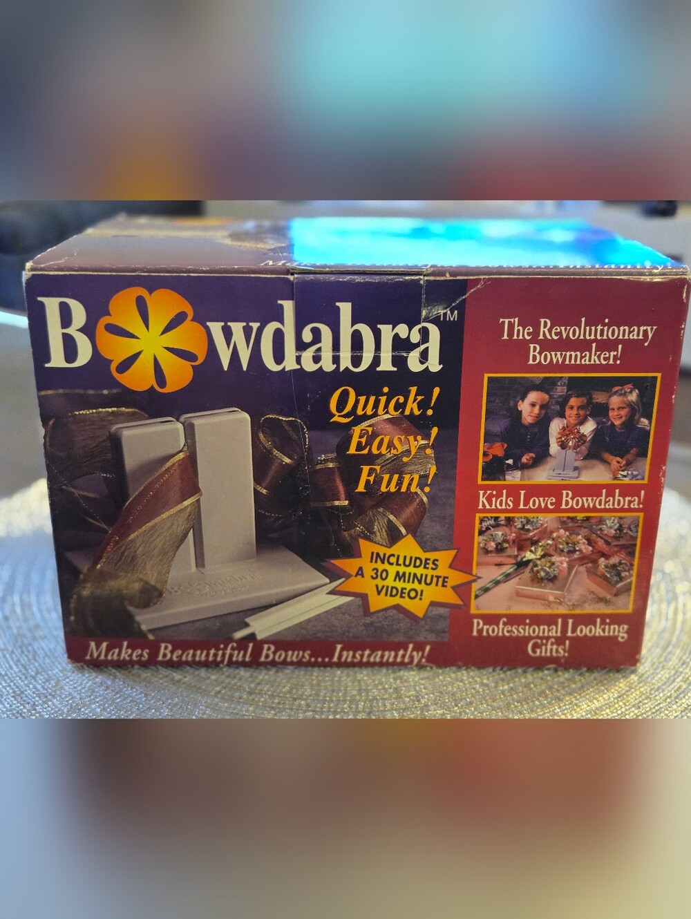 Vintage Bowdabra Bow Maker Craft Kit Original Box VHS Video Wire Ribbons Lot